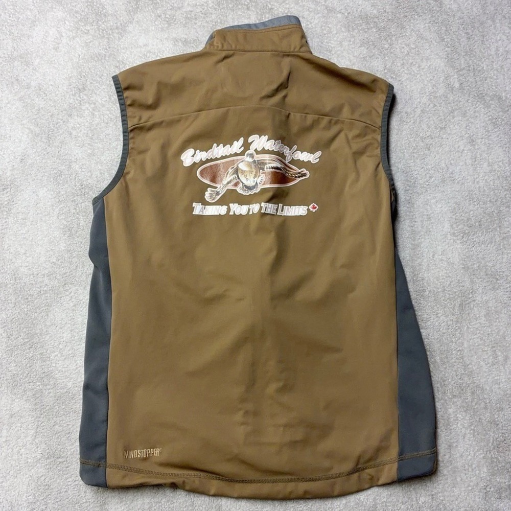 Sitka Windstopper Vest Mens L Softshell Full Zip Brown Waterfowl LOGOS
